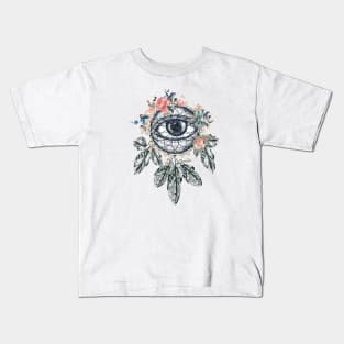 Eye Flowers Design, Dreamcatcher, Beautiful Flowers Kids T-Shirt